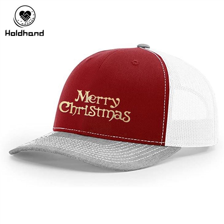 Bronzlaştırıcı İngilizce Mektup Tasarımı Noel Fit Kırmızı Renk Kamyon Şoförü Şapka Mesh Beyzbol Şapkası Ayarlanabilir Snapback Özel
