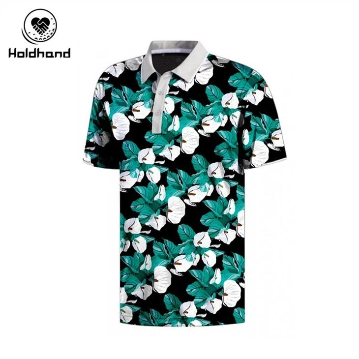 Fashion Printed Europe And America Men's Polo Golf Polo Shirt Pure Cotton Sweat Absorption Soft