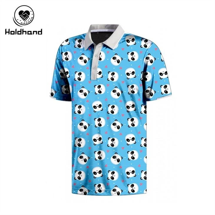 Fashion Printed Europe And America Men's Polo Golf Polo Shirt Pure Cotton Sweat Absorption Soft