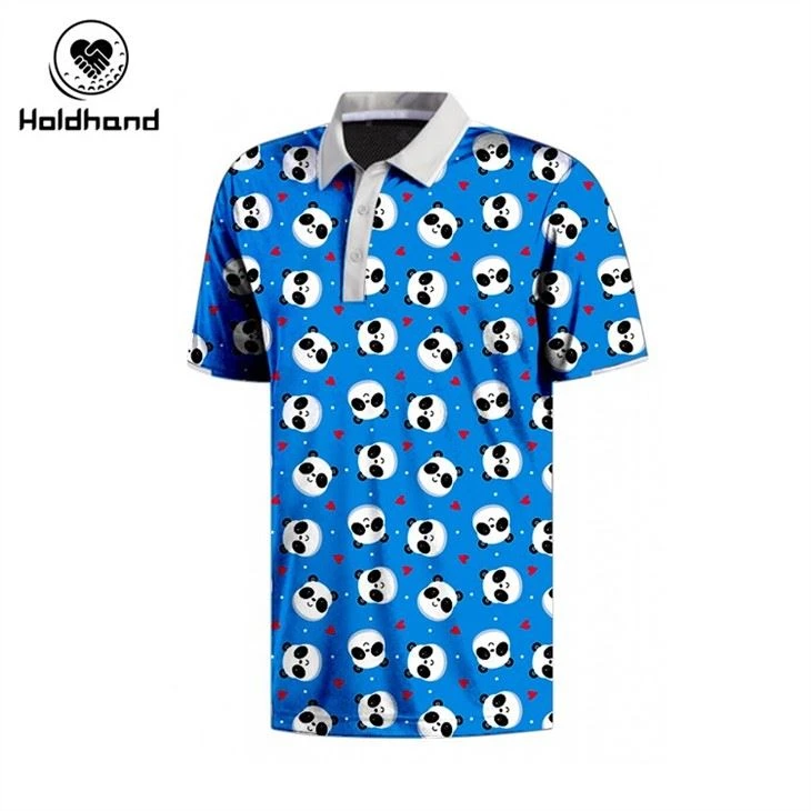 Fashion Printed Europe And America Men's Polo Golf Polo Shirt Pure Cotton Sweat Absorption Soft