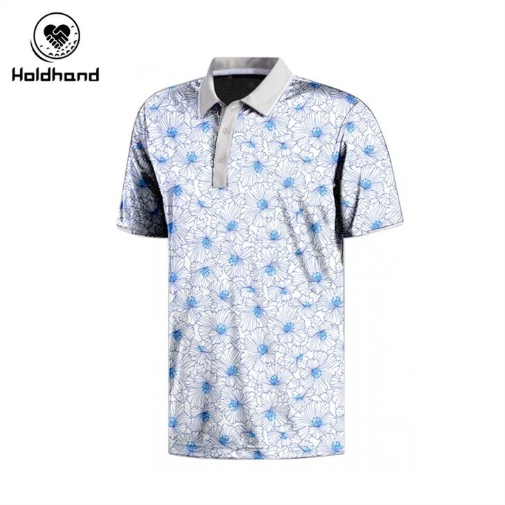 Çin'de Üretilen YÜKSEK KALİTE Erkek Golf Polo Gömlek Özel Çiçekler Stil Tasarımı
